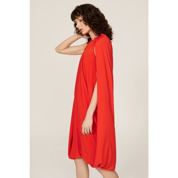Atlein Red Cape Dress Size Medium - Picture 3 of 10